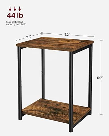 VASAGLE Side Tables Set of 2, Small End Table, Nightstand for Living Room, Bedroom, Office, Bathroom, Rustic Brown and Black ULET272B01 - Image 3