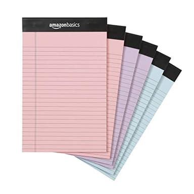 Amazon Basics Narrow Ruled 5-Inch by 8-Inch Lined Writing Note Pads, 6 Count (50 Sheet Pads), Multicolor - Image 1