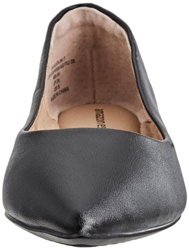 Amazon Essentials Women's Pointed-Toe Ballet Flat, Black Faux Leather, 8 - Image 2