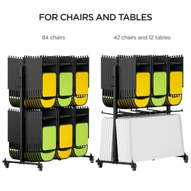 Folding Chair Rack Folding Chair Cart Folding Chair Storage Dolly with Wheels and Holder for 84 Chairs or 12 Tables of 800 LBS Capacity Includes Weatherproof Cover - Image 5
