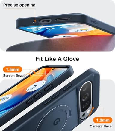 TORRAS 360°Spin Magnetic Stand for Google Pixel 9 Pro Case/Pixel 9 Case, 12FT Military Protection, Compatible with Magsafe, Shockproof Translucent Slim Pixel 9 Pro Phone Case with Ring Holder, Black - Image 7