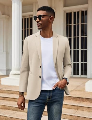 COOFANDY Mens Dress Sport Coats Casual Stylish Suit Jacket Blazer Big and Tall Light Khaki - Image 4