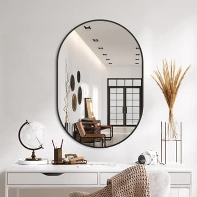 Bathroom Mirror for Wall,36''x24'',Black Oval Mirror for Bedroom Entryway Bathroom, Metal Framed Vanity Mirror(36''x24'',Black) - Image 9