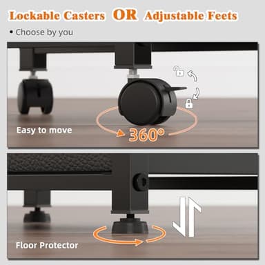 GYIIYUO 2 Drawer File Cabinet with 24'' Extended Desktop, Mobile Filing Cabinet, Rolling File Cabinet with Side Bag, Fabric Drawer, Fits A4 Size, Home Office, Black - Image 7