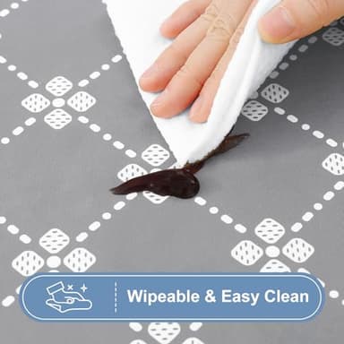 misaya Rectangle Vinyl Table Cloth, Elastic Fitted Tablecloth with Flannel Backing, Waterproof Plastic Table Cover Fits 5 Foot Folding Tables for Camping, Indoor and Outdoor (Light Grey, 30" x 60") - Image 5