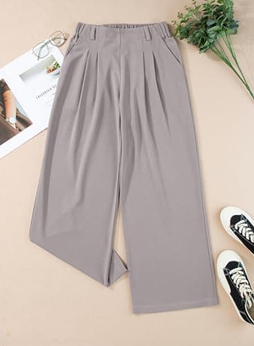 EVALESS Women's Wide Leg Pants with Pockets High Waisted Office Business Casual Dressy Plain Comfy Waffle Knit Lounge Pants for Ladies Black Large - Image 6