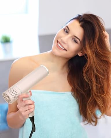 7MAGIC Foldable Hair Dryer, Powerful Ionic Blow Dryer for Fast Drying, Travel Hair Blow Dryer with Storage Bag, Lightweight Portable Hairdryer for Women, Cold/2 Heating/2 Speed Settings, Pink - Image 5