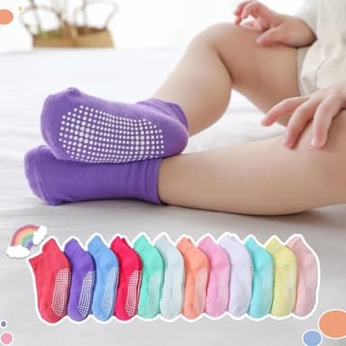 Aroveea Baby Toddler Socks Grip Non Slip Boys Girls Cotton 12 Pack for 3-5T Kids Ankle Cute Socks 6M-7Years - Image 6