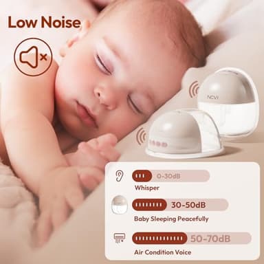 NCVI Hands Free Wearable Breast Pump, Lightweight Breastfeeding Pump, Portable Electric Pump with 4 Modes & 9 Levels, Strong Suction Rechargeable Milk Pump, 21/24mm Flanges, 2 Pack - Image 4