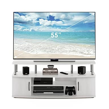 Furinno JAYA Large Entertainment Stand for TV Up to 55 Inch, White Oak/Chrome - Image 4