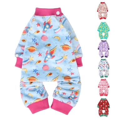 BEAUTYZOO Dog Pajamas Large Sized Dog, Summer Doggie Pajamas for Boy Girl, Soft Strechy Cotton Puppy Pjs Jammies Onesies for Men Women, Pet Jumpsuit Body Suit Cat Apparel Clothes, Blue L - Image 1