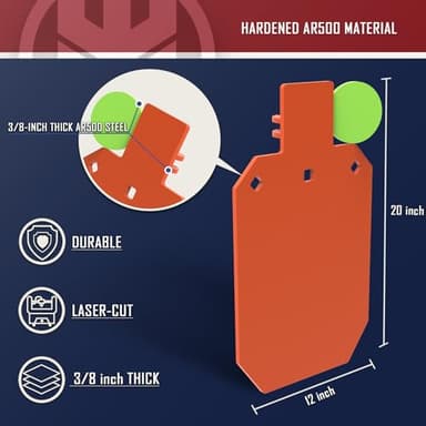 KNINE OUTDOORS Target Stand System 12x20 inch AR500 Steel Hostage Reactive Shooting Target 3/8" Thick with 2x4 Target Stand Kit (12x20 inch and 3/8" Thick Target Stand System) - Image 2