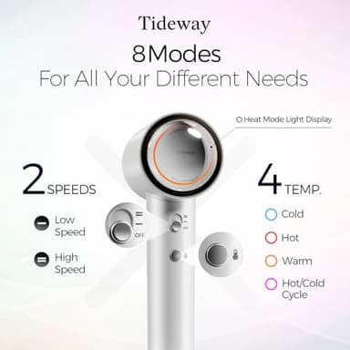 Tideway Hair Dryer, Blow Dryer with Diffuser High-Speed Plasma Ionic Low Noise for Fast Drying, Travel Hair Dryer for Women and Man, Curly/Wavy & Long/Thick Color-Treated Hair H11 - Image 5