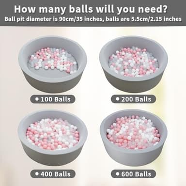 Dekeyoo Ball Pit Balls Pack of 200 - BPA Free, Crush Proof Plastic Balls for Ball Pit, Tent, Playhouse, Children's Toy Balls for Party, Macaron Ocean Balls 2.15 Inch White Clear and Warm Grey - Image 4