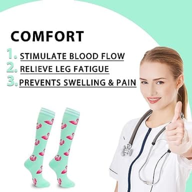 fenglaoda Compression Socks Women Men 6 Pairs, Knee High Best Support Circulation Socks for Running, Travel, Flight, Nurse - Image 4