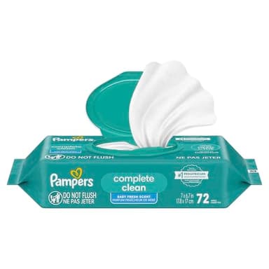 Pampers Baby Wipes, Complete Clean Baby Fresh Scented Wipe, Gently Cleans Head to Toe, 72 Total (1 Flip-Top Packs) - Image 17