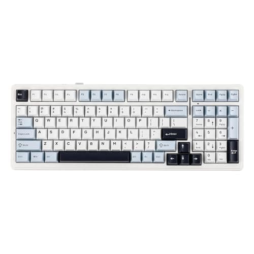 EPOMAKER x Aula F99 Wireless Mechanical Keyboard, Hot Swappable Gasket Custom Gaming Keyboard with Five-Layer Padding, Bluetooth/2.4GHz/USB-C, 8000mAh Battery (White Blue, Reaper Switch) - Image 1