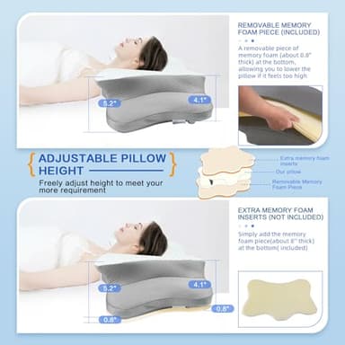 Pain Relief Cervical Pillow for Neck Support,Adjustable Ergonomic Pillow Cozy Sleeping,Odorless Orthopedic Memory Foam Pillows,Contour Bed Pillow for Side Back Stomach Sleeper - Image 2