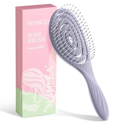 SHINLEA Detangle Hair Brush, Detangling Wet & Dry Spiral Hairbrush for Women, Men, Kids, Vented Detangler for Blow Drying, Glide Through Tangles For All Hair Types (Purple) - Image 1