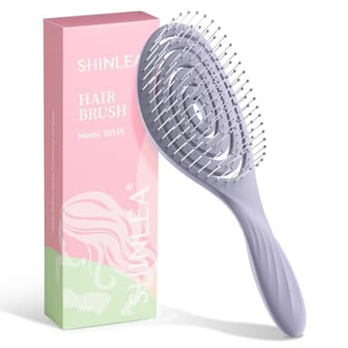 SHINLEA Detangle Hair Brush, Detangling Wet & Dry Spiral Hairbrush for Women, Men, Kids, Vented Detangler for Blow Drying, Glide Through Tangles For All Hair Types (Purple) - Image 1