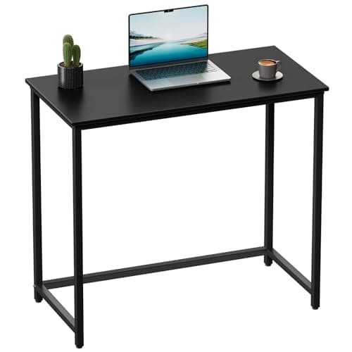 SINPAID Small Computer Desk 31.5 inches Desk for Small Spaces Sturdy Home Office Desks Modern Gaming Desks Study Writing Laptop Table, Black - Image 1