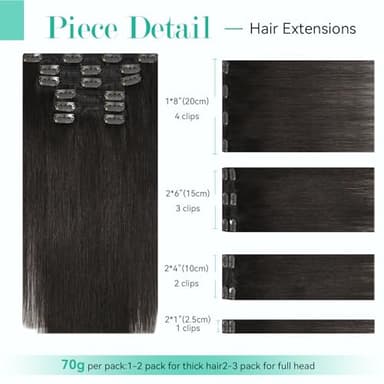 Ukira Brown Real Hair Extensions Clip in Human Hair, 20 Inch 75g 7pcs Dark Brown Hair Extensions Real Human Hair, Soft Ntural Straight Remy Human Hair Extensions Clip ins for Women - Image 2
