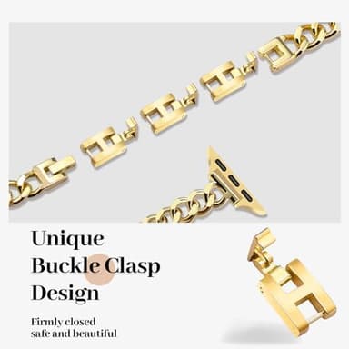 Slim Gold Band for Women Feminine Elegant Compatible with Apple Watch 38mm 40mm 41mm 42mm (S10/11) Adjustable Metal Strap Dressy Chain Bracelet for iWatch Series 11/10/9/8/7/6/5/4/SE/3/2/1 - Image 7