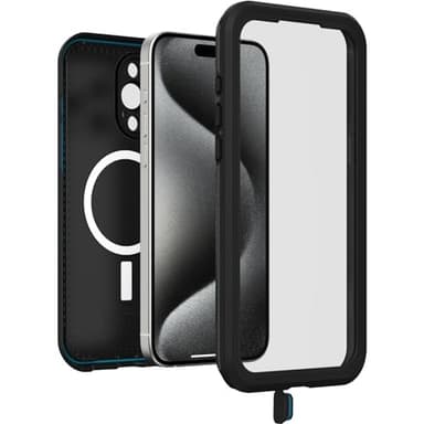 OtterBox iPhone 15 Pro MAX (Only) FRĒ Series Waterproof Case with MagSafe (Designed by LifeProof) - Black, Waterproof, 60% Recycled Plastic, Sleek and Stylish - Image 4