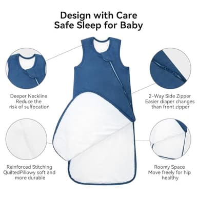 Okayinn BubblePanda Baby Sleep Sack 0-6 Months 100% Cotton 0.5 Tog Toddler Sleeping Sack 3-6 Months for Infant Newborn Babies Unisex 2-Way Zipper Baby Wearable Blanket 0-3 Months Lightweight Thin - Image 3
