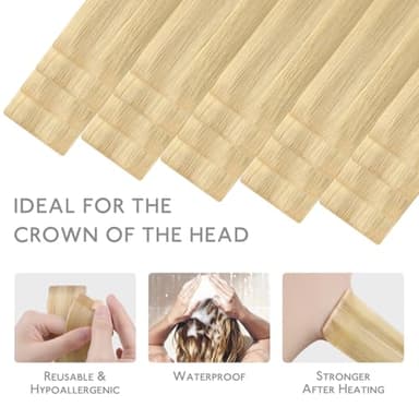 WENNALIFE Invisi Edge Tape in Hair Extensions Human Hair, 18 Inch 50g 20pcs Light Blonde Highlighted Golden Blonde Invisible Luxury Remy Hair Extensions Natural Seamless Injected Tape Ins Straight - Image 7