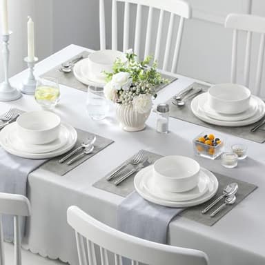MALACASA Plates and Bowls Sets, 12 Pieces Porcelain Dinnerware Sets Dishware Sets Chip Resistant Ceramic Dish Set Dining Dinner Ware Service for 4, White, Series LUNA - Image 7