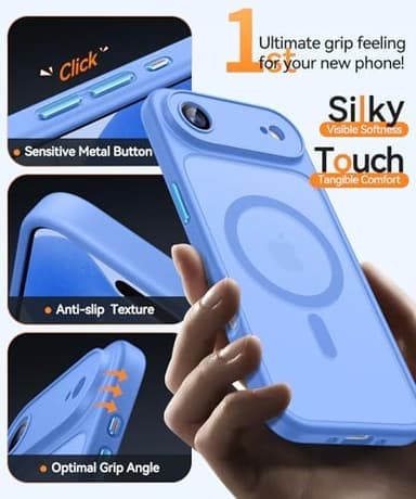 CANSHN Magnetic Compatible with iPhone Air Case(6.5 Inch), Upgraded [Full Camera Protection] [Compatible with Magsafe] [Translucent Matte] Shockproof Phone Cover for iPhone 17 Air Case,Ultramarine - Image 9