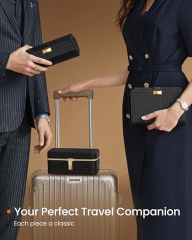 SONGMICS HOME RONNE Collection - 3-Slot Mens Jewelry Box, Watch Travel Case, PU Leather Watch Box, 3.9 x 7.9 x 3.5 Inches, Gift Idea, Ink Black Surface, Ink Black Lining UJWB017B01 - Image 6