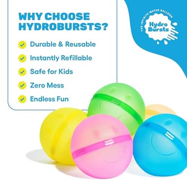 Hydroburst 6-pack Reusable Water Balloons by Relatable, For The Pool, Beach Toys And Outdoor Play Toys, Includes 6 Refillable Balloons - Image 3