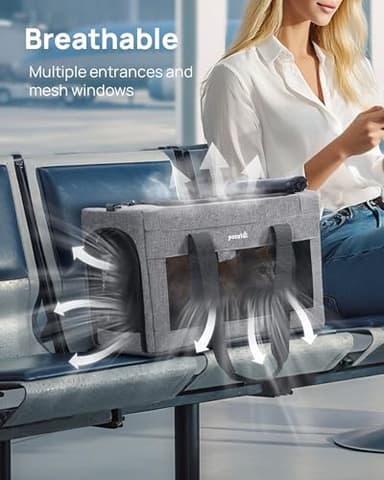 Airline Approved Cat Carrier, Pet Carrier Soft-Sided, Portable Dog Carrier with Stable Structure, TSA Approved Pet Carrier for Pets Less Than 12lbs, Cat Carrier Bag Suitable for Travel, Gray - Image 5