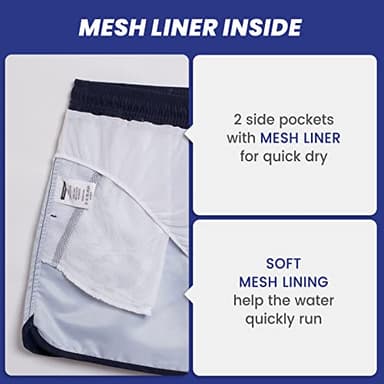 maamgic Mens Short 80s 90s Vintage Swim Trunks with Mesh Lining Quick Dry Bathing Suit Board Shorts Colorblock Navy Medium - Image 3