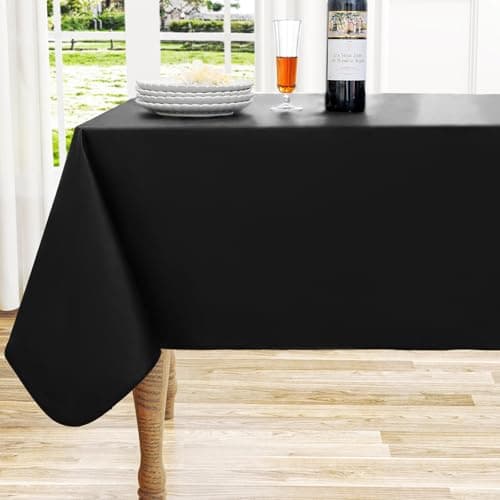 homing Rectangle Vinyl Tablecloth, Waterproof Spillproof Plastic Flannel Backed Table Cloth, Wipe Clean Table Cover for Dining, Buffet Parties and Camping (Black, 60" x 84") - Image 1