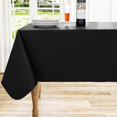 homing Rectangle Vinyl Tablecloth, Waterproof Spillproof Plastic Flannel Backed Table Cloth, Wipe Clean Table Cover for Dining, Buffet Parties and Camping (Black, 60" x 84") - Image 1
