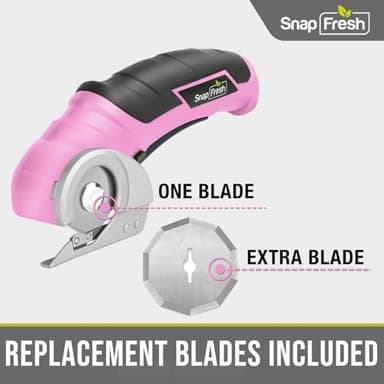 SnapFresh Cordless Electric Scissors, 4V Mini Cardboard Cutter, Carpet Cutter, Box Cutter W/a Self-sharpening Blade, Rotary Cutter for Cardboard, Plastic, Leather, and Packages (Pink) - Image 2