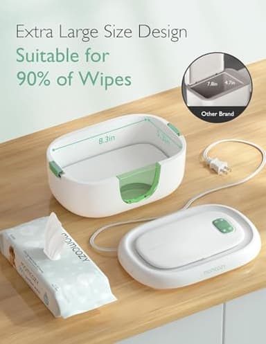 Momcozy Baby Wipe Warmer, Innovative Spring Design, Large Capacity Wipes Dispenser, Fast and Even Heating, 4 Modes of Temperature Heating Control, Diaper Wipe Warmer with Night Light - Image 6