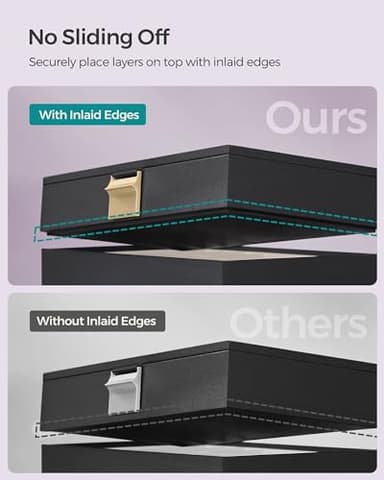 SONGMICS Stackable Jewelry Trays, 4-Tier Jewelry Box, Drawer Jewelry Organizer, with Glass Lid, Removable Dividers, for Vanity Table, 6.7 x 11 x 7.2 Inches, Gift Idea, Ink Black UJBC164B01 - Image 4