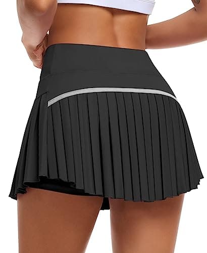 JoyGirl Pleated Tennis Skirt for Women with Shorts High Waisted Golf Skort Mini Skirt Workout Athletic Skorts Skirts with Pockets (Black,Small) - Image 1