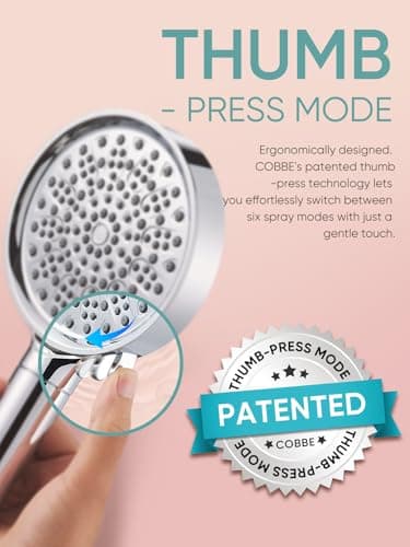 Cobbe Filtered Shower Head with Handheld, High Pressure 6 Spray Mode Showerhead with Filters, Water Softener Filters Beads for Hard Water - Remove Chlorine - Reduces Dry Itchy Skin, Chrome - Image 2