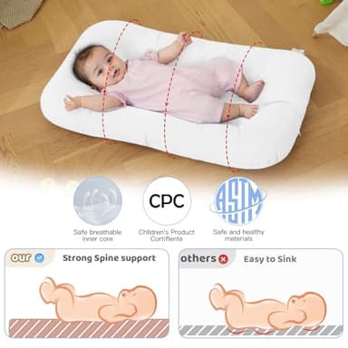 Baby Lounger for Newborn, Bionic Design Baby Lounger, Soft Organic Cotton Breathable Lounger for Infants 0-18 Months (White) - Image 4