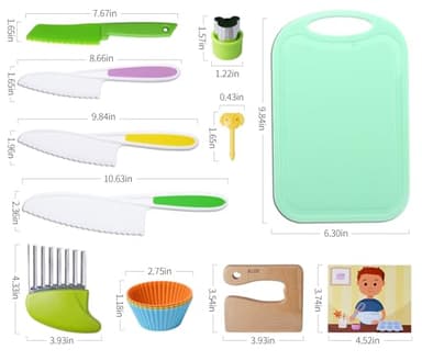 Kids Knives Set for Real Cooking - Toddler Knife Set with Cutting Board, Kids Safe Knife, Peeler, Plastic Potato Slicers, Fruit Cutters and Fork Picks for Kitchen - Image 4
