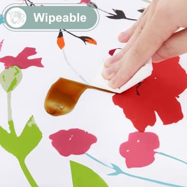 misaya Rectangle Waterproof Vinyl Table Cloth, Wipeable Tablecloth with Flannel Backing, Plastic Table Cover for Dinner, Picnic, Indoor and Outdoor (Flowers, 60" x 84") - Image 5