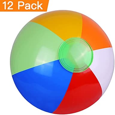 SYZ 12" Beach Balls Bulk - Inflatable Swimming Pool Toys for Kids Birthday Party Supplies Favors Luau Decorations - Blow Up Classic Rainbow Color Beachball Summer Water Games Fun Gifts (12 Pack) - Image 2