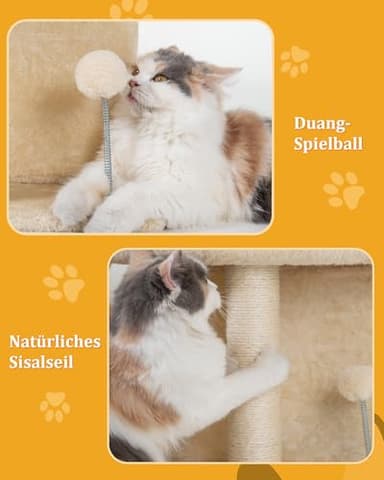 Aechonow 14in Cat Tree Tower with Large Perch, 20 * 16.5 Inch Top Bed for Adult Cats, Scratching Post with Bed for Kittens, Beige - Image 5