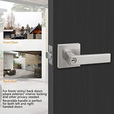 NEWBANG Keyed Entry Lever Lock for Exterior and Front Door - Heavy Duty Handle With Satin Nickel Finish - Image 2