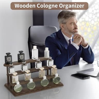 NAVKONY (8TIER 2 PACK) Wooden Display Risers,Tiered Perfume Cologne Organizer for Men, Display Stand for Cupcake, Fragrance, Skincare, Pop Figures, Perfume Organizer for Women, Display Shelf for Bedroom Decor - Image 3